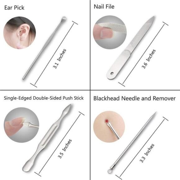 Professional Nail Care kit Manicure Grooming Set with Travel Case(Rose Gold) - Picture 6 of 7